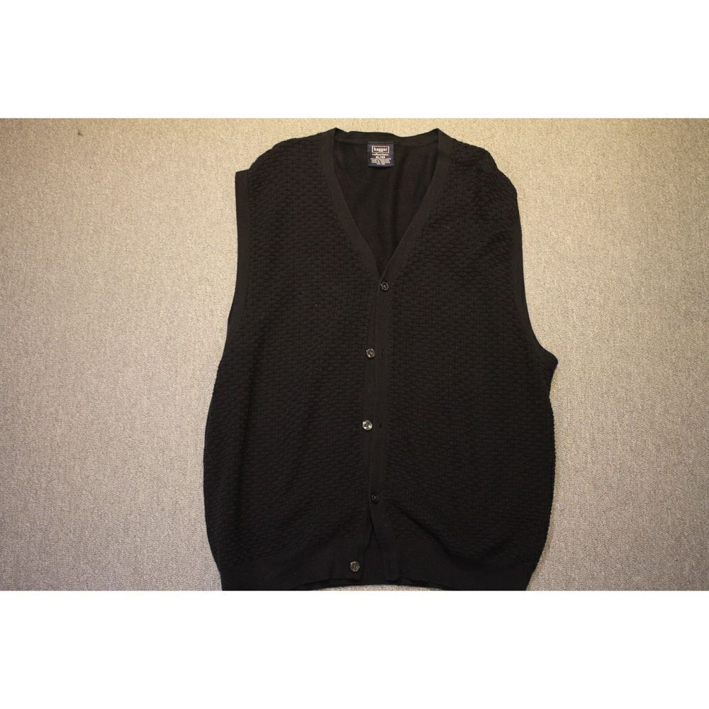 Haggar Collections Black Button-Up Casual Vest - Size XL